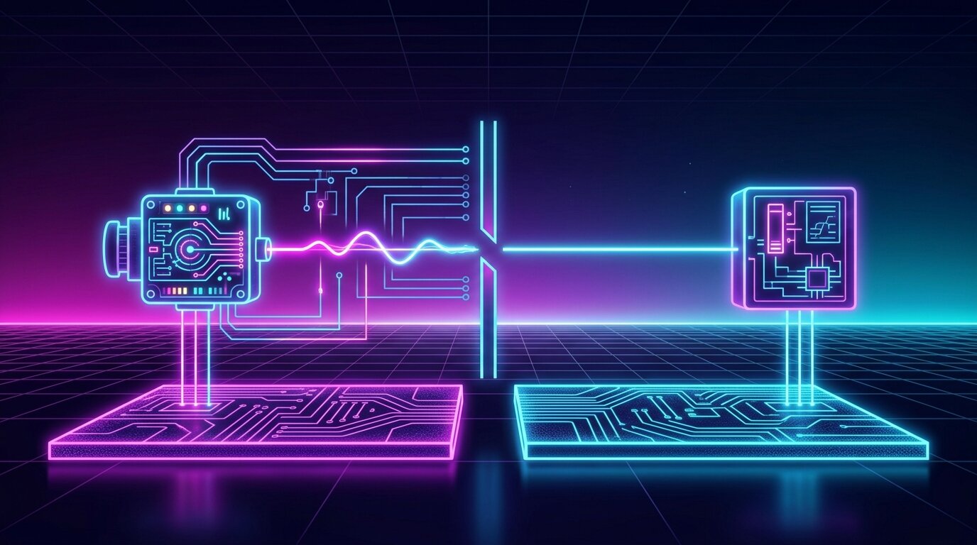 A signal crossing an isolation barrier that breaks the conductive path, with the sensor side and controller side on separate grounds that never touch